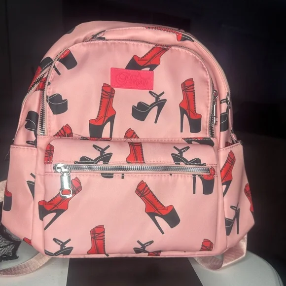 New pleaser mini backpack stiletto print rare - Picture 2 of 5